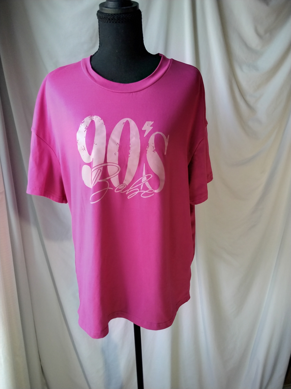 SHEIN Hot Pink '90s Babe' Short Sleeve Tee